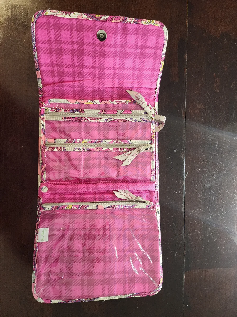 Vera Bradley Hot Pink Plaid Foldable Jewelry Case
